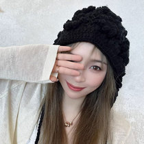 Bohemian flower tassel woven hooded womens summer thin hand-knitted hooded hat showing face small hat