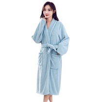 New coral velvet bathrobe soft and thick absorbent bath towel comfortable soft and not easy to shed long-sleeved pineapple plaid bathrobe