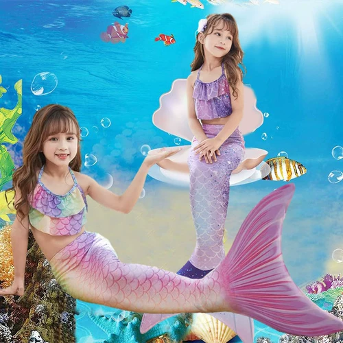 Детский раздельный купальник для плавания, наряд маленькой принцессы, летняя одежда, крой «рыбий хвост»