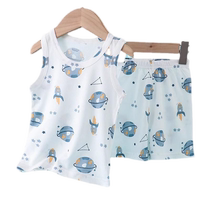 Baby vest suspender summer thin shorts for boys and girls sleeveless top hurdle vest childrens pajamas set