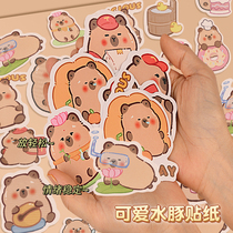 Cartoon cute capibala handbook sticker creative capybara sticker mobile phone case water cup childrens decorative small pattern