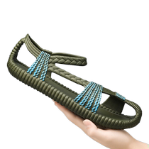 Sandals mens new summer wading shoes retro handmade straw sandals casual clogs large size womens beach shoes