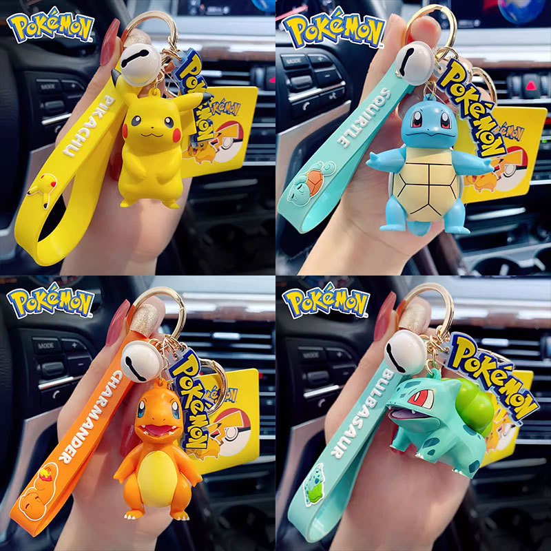 Pikachu Keychain for Girls, Pokémon, Psyduck, Squirtle Couple Keychain, Men's Backpack Pendant