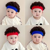 Baby hat autumn and winter baby boy wig hat curly hair boy children afro boy cute funny spring and autumn