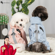 Pet dog clothing summer new cat clothing dog coat rainproof breathable reflective clothing raincoat can be hung with a traction rope