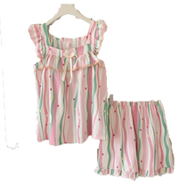 Pajamas for women 2024 spring and summer with breast pads cloud cotton French sexy two-piece short-sleeved shorts suit home wear