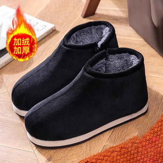 冬季棉鞋男款老北京加绒布鞋老人保暖鞋传统老式手工棉拖鞋女冬天
