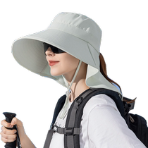 Sun protection hat for women 2024 spring and summer new outdoor mountaineering and seaside large brim sun protection UV sun hat shawl
