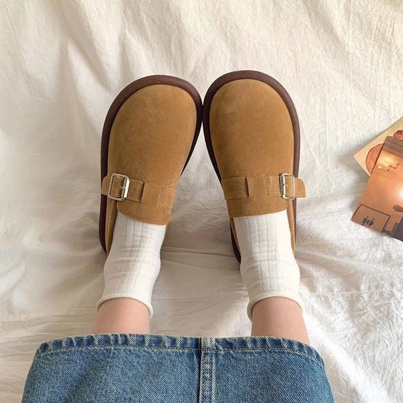 Женские туфли birkenstocks на толстой подошве в стиле ретро; новинка весны 2026 года; лоферы в горошек; нескользящие туфли на плоской подошве с юбкой; тонкие туфли на мягкой подошве