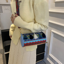 2024 Spring New Tassel Womens Bag Fashion Ethnic Style Contrast Color Embroidery Thread Cylindrical Womens Bag Shoulder Bag Crossbody Bag