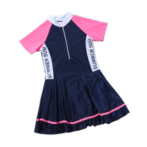 Childrens swimsuit girls 2024 new quick-drying one-piece swimsuit little girl medium and large childrens sun protection swimsuit student summer