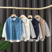 Childrens spring and autumn long-sleeved shirts boys tops spring white shirts for small and medium-sized children boys and babies spring clothes