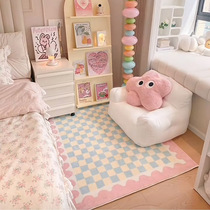 Cute plaid carpet imitation cashmere home bedroom bedside blanket ins style girly soft cooling non-slip blanket
