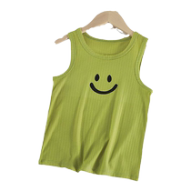 Summer new childrens vest ice silk refreshing solid color baby outer tops boys and girls thin breathable slings
