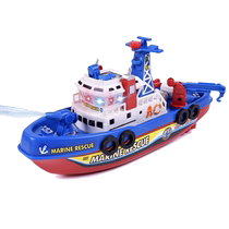 Creative childrens model electric fire boat toy music glowing water spray bath toy boat electric bath toy