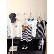 Boys vest pure cotton summer thin section 2024 new big childrens sleeveless T-shirt childrens outer wear boys waistcoat summer wear