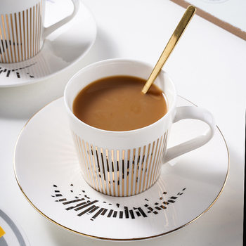 Dynamic Reflection Mirror Cup, High-End Mug, Personalized Creative Ceramic Afternoon Tea Coffee Cup and Saucer, Ceramic Water Cup