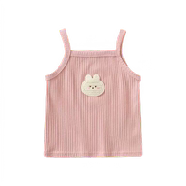 Girls summer new style pit straps cartoon embroidery versatile vest childrens casual sweet tops summer fashion trends