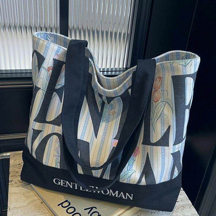 Модная портативная холщовая сумка с надписями, женская новая нишевая сумка большой емкости для студентов колледжа, отправляющихся на занятия, сумка-тоут через плечо