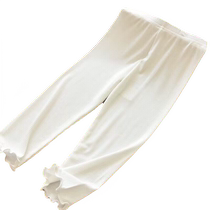 Girls anti-mosquito pants fungus-edged elastic ice silk breathable slim Korean style nine-point pants childrens baby thin pants summer trend