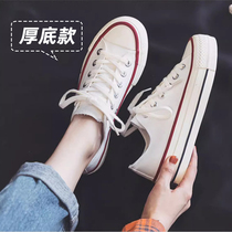 2024 new thick-soled canvas shoes for women in spring and summer Internet celebrity matching skirts white shoes and sneakers niche design