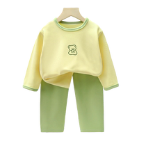 DeRong childrens thermal underwear set for boys and girls plus velvet autumn clothes and long pants for babies and infants thickened autumn and winter pajamas