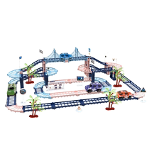 Childrens electric rail car toy small train DIY rail horse car adventure roller coaster gift