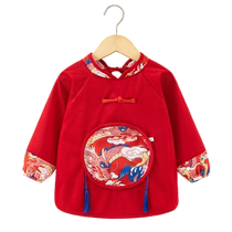 Baby girls Chinese-style blouse waterproof autumn and winter outer wear foreign-style boys long-sleeved Tang suit bib childrens apron wearing backwards