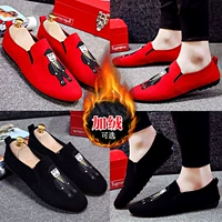 Mùa đông cộng với nhung ấm giày cotton đậu giày nam một chân giày lười nam giày vải thường nam giày xã hội giày nam giày nam