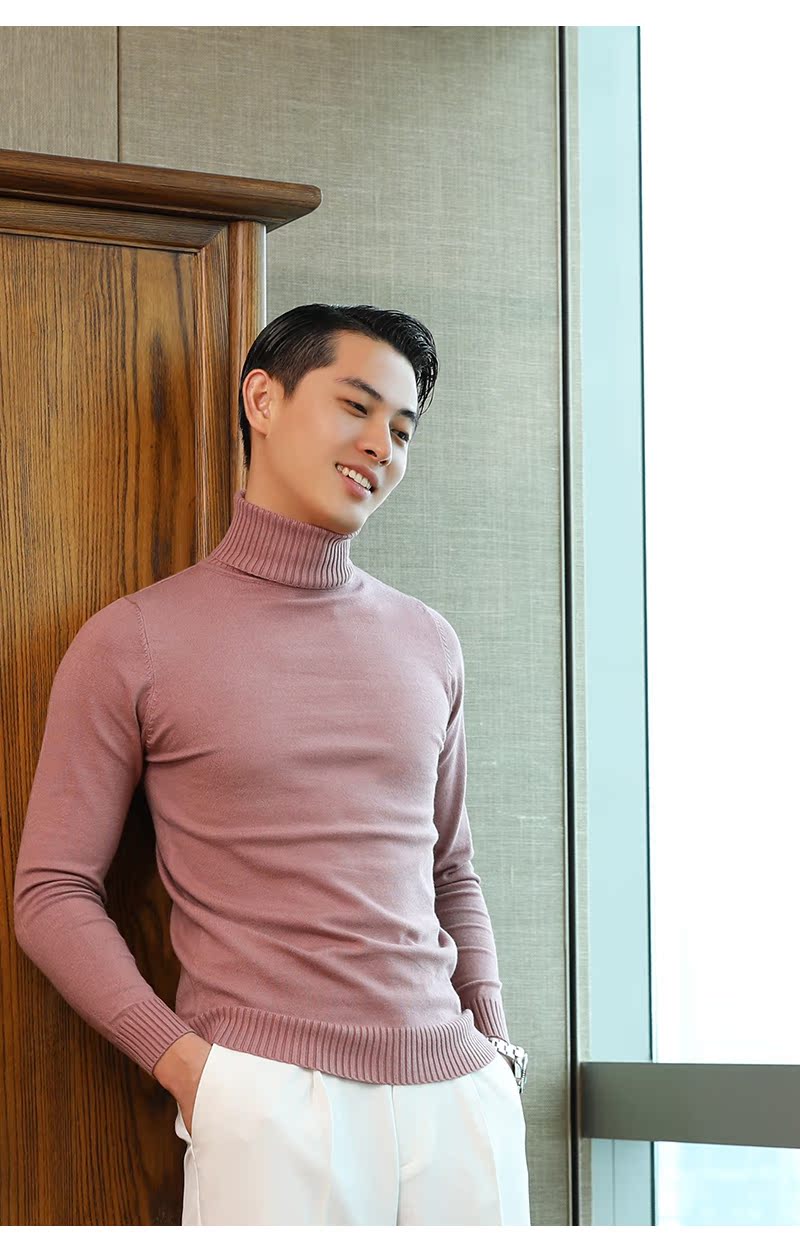 Mùa đông cổ cao ấm áp hoang dã áo len mỏng nam hàng ngày phiên bản Hàn Quốc của thời trang thoải mái đầu áo len dày áo nam