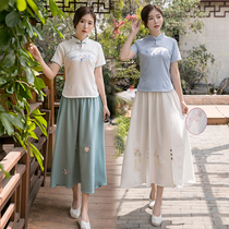 Chinese female Chinese female wind tea clothing college students dress summer Han female Chinese female wind tea clothing daily suit