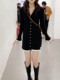 Thousand gold style black knitted dress for women autumn and winter 2026 new style small design and temperament hip-hugging short skirt