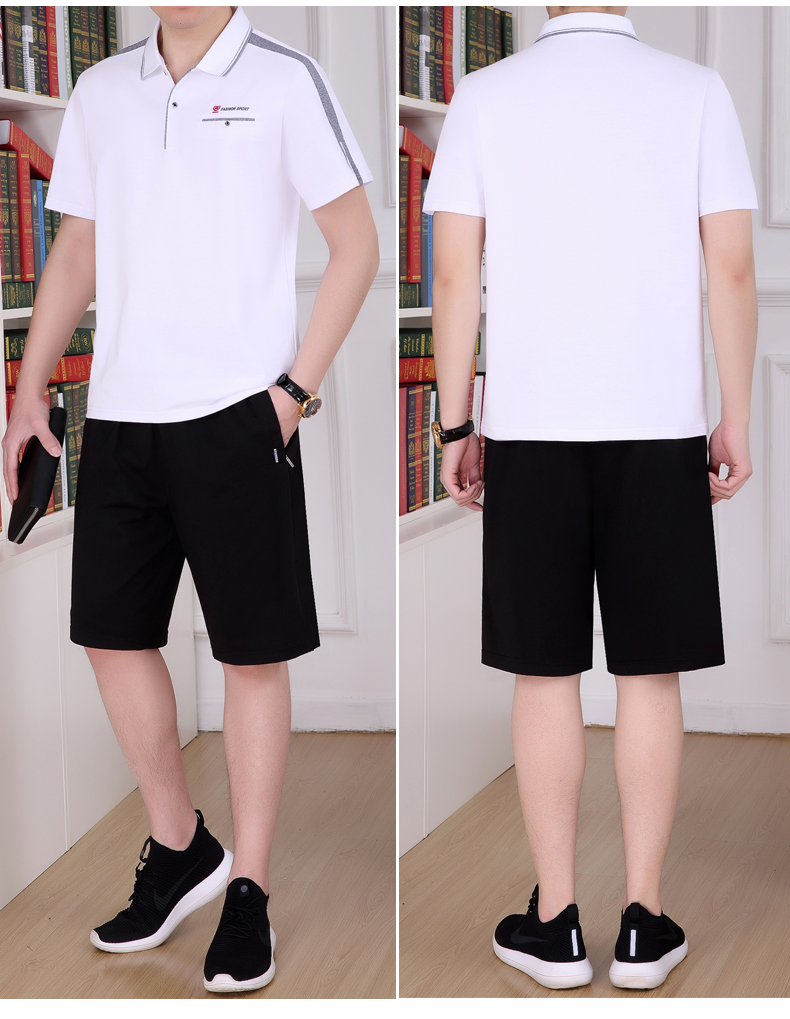 Ngày của cha Trung Niên Thể Thao Phù Hợp Với Nam Mùa Hè Ngắn Tay Quần Short Quần Giản Dị Cha Gói Chạy Thể Thao Mỏng bộ thu đông adidas nam