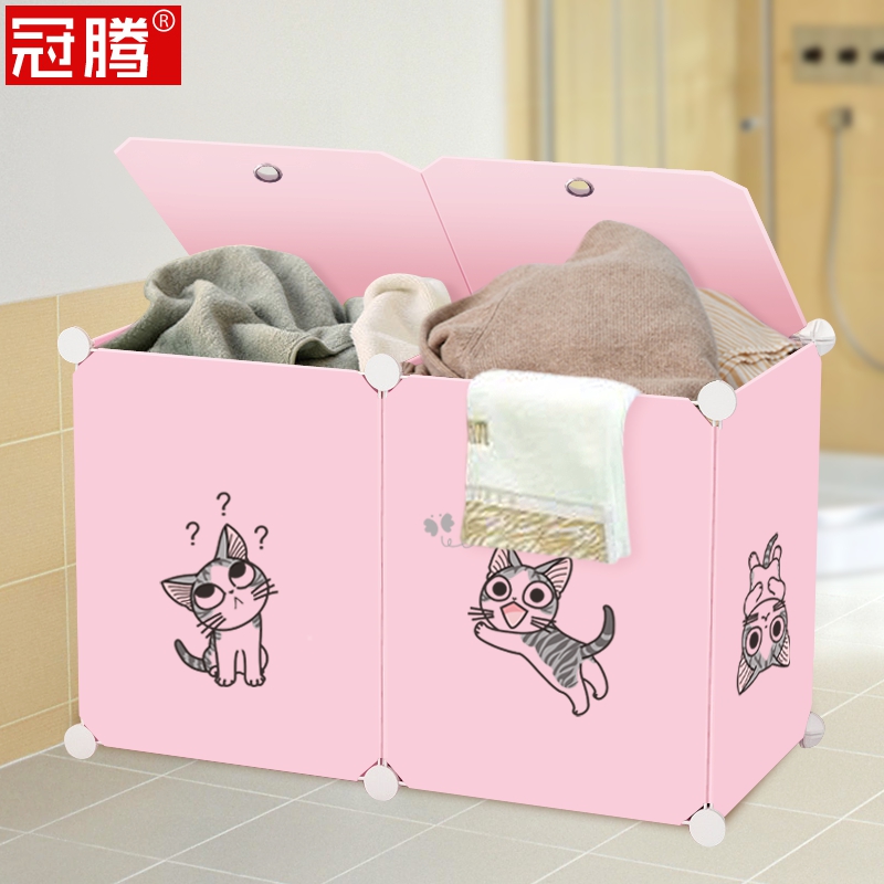 Clothing Pants Dirty Laundry Barrel Large Containing Storage Barrel Plastic Laundry Basket Home Free Combined Containing Cabinet Basket With Lid