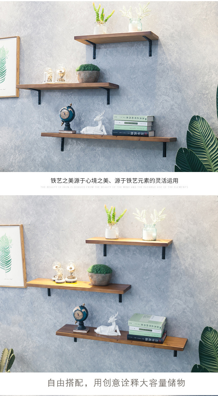 Kệ treo tường bằng gỗ rắn phân vùng retro treo tường phòng khách kệ trang trí tủ sách rượu giá bếp lưu trữ giá - Kệ kệ sách để bàn làm việc