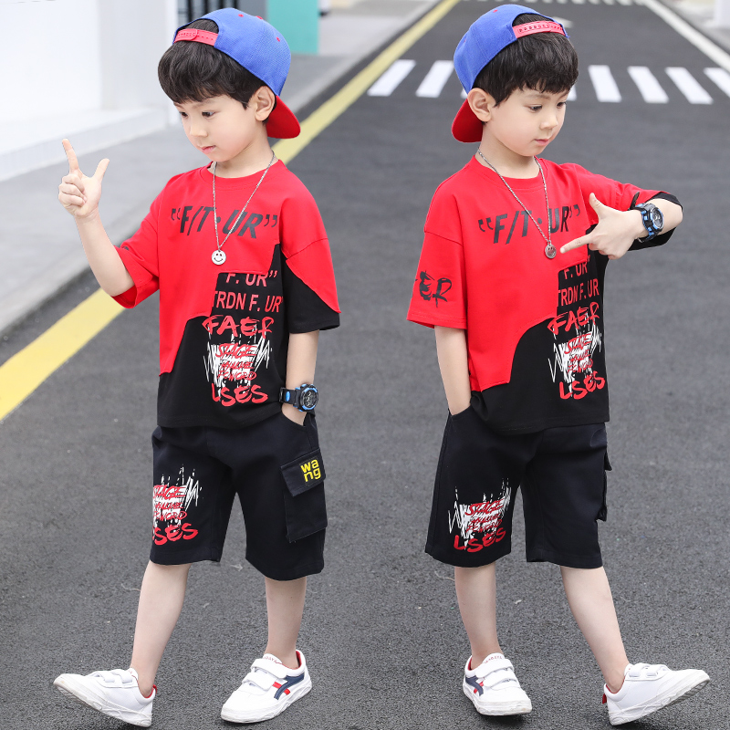 Boy suit Summer 2022 new CUHK child summer clothing boy handsome short sleeve trendy two sets summer tide