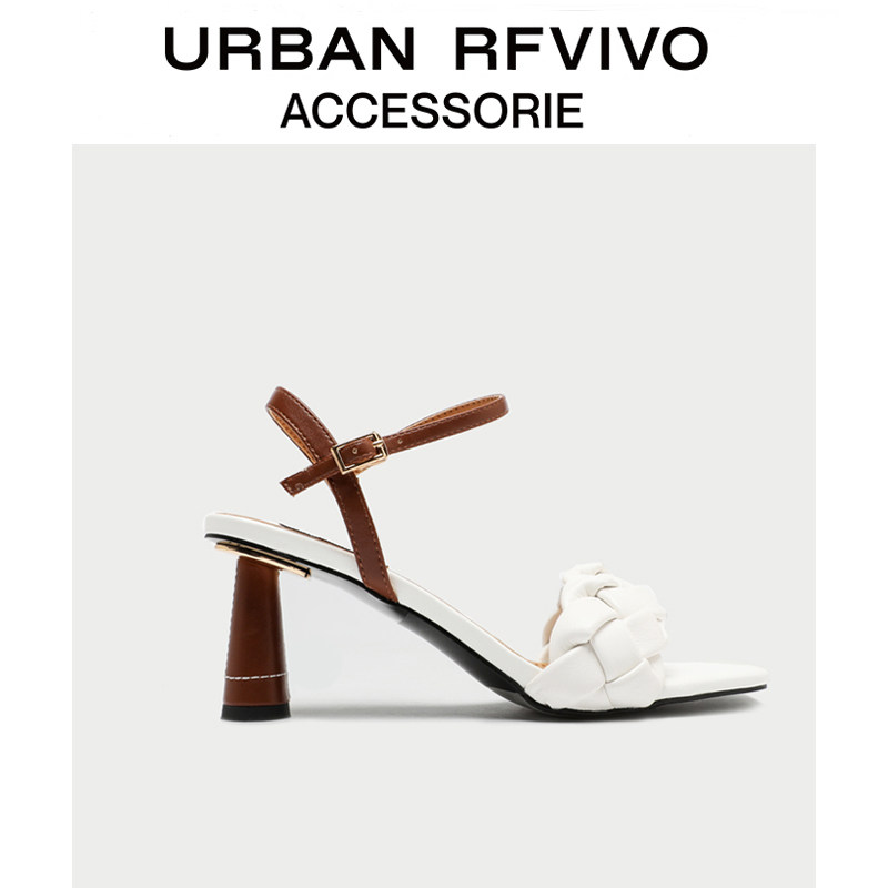 URBAN RFVIVO2022 Spring and Autumn New Products Ladies Accessories Light Cooked One-word Strap Sandals AW19TS3N2001