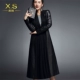 Xi Shu 2020 xuân mới châu Âu ga da cừu trench coat nữ dài Hained áo khoác da đơn áo khoác mỏng đơn giản - Quần áo da