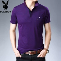 Playboy 2019 Mùa hè cho nam Áo thun ngắn tay Ve áo màu liền thân Real Pocket Silk Cotton Polo Áo thun nam - Polo áo thun polo nam