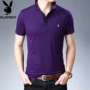 Playboy 2019 Mùa hè cho nam Áo thun ngắn tay Ve áo màu liền thân Real Pocket Silk Cotton Polo Áo thun nam - Polo áo thun polo nam