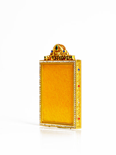 Factory Direct Sales Tangka Double-Sided Glass Case Fully Inlaid with Diamonds Gold-Plated Gawu Box Men's and Women's Jewelry Pendant Box