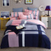 Thời trang sọc bông denim bông giường ngủ ở một gia đình bốn nhám 1.8 / 2.0m khăn trải giường đôi Li Kit - Bộ đồ giường bốn mảnh bộ chăn ga gối đệm cưới everon Bộ đồ giường bốn mảnh