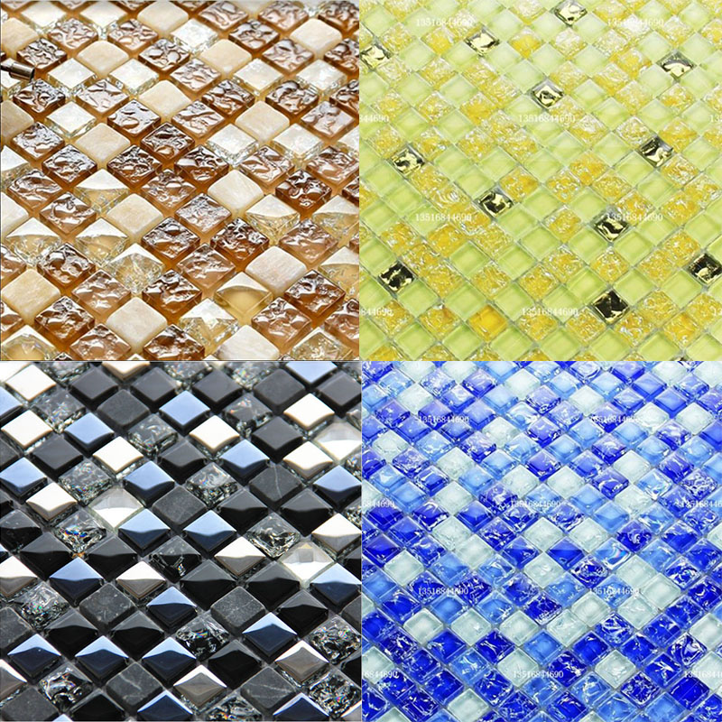 Black Crystal Glass Mosaic Ice Split TV Background Wall Kitchen Bathroom Makeup Room Shower KTV drilled tiles