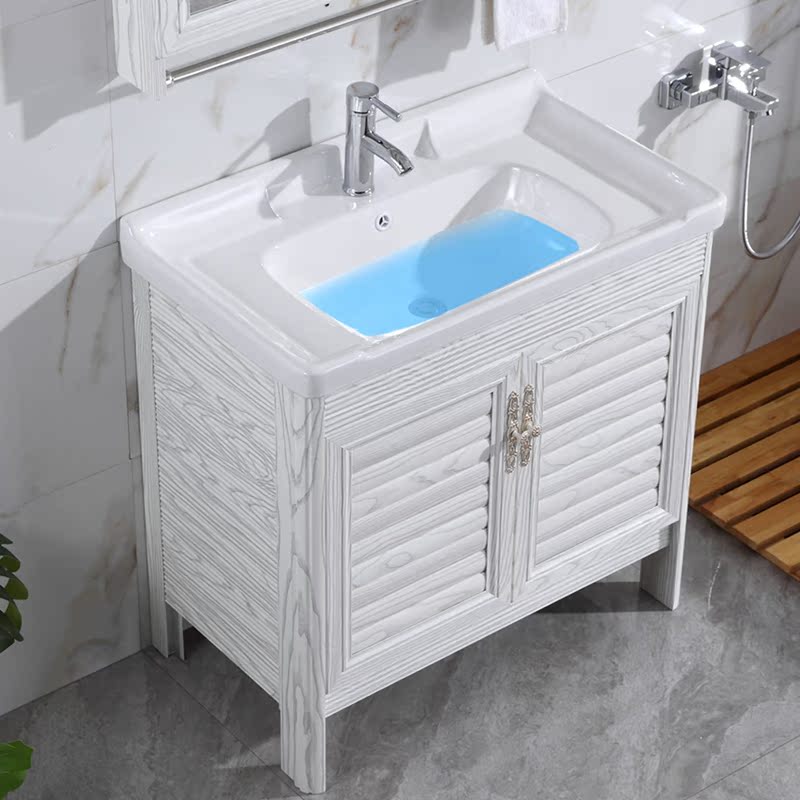 Bathroom cabinet Floor-to-ceiling powder room Ceramic balcony Large bathroom sink Space aluminum alloy washbasin combination