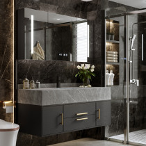 Light luxury rock board bathroom cabinet combination set Bathroom modern hand washing washbasin integrated washstand mirror cabinet