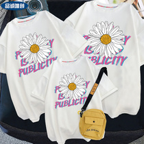 Parent-Child clothing 2021 New Chao a family of three four white daisies short sleeve summer white mother Womens Foreign style