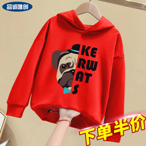 Sweatshirt female ins tide 2021 new childrens big children thin loose autumn childrens clothing Korean red spring and autumn clothes