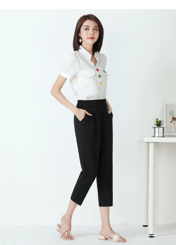 Quần legging 8 điểm Quần legging nữ mặc mùa hè 2020 phần eo cao là đôi chân thon dài Quần dài 7 điểm - Quần tây thường