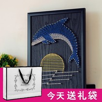 Dolphin nail winding painting diy material bag or finished hand decoration painting festival gift string silk painting