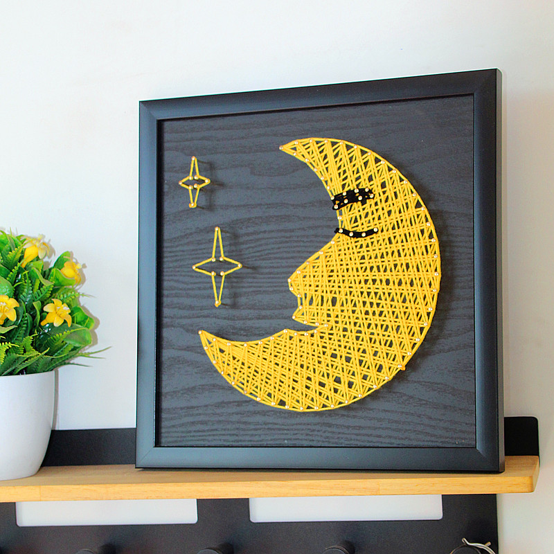 moon nail winding painting diy material finished wool yarn winding painting handmade decorative painting yarn string painting